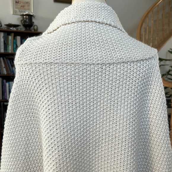 COCOGIO White Wool Blend Knit Poncho Top - Picture 6 of 9